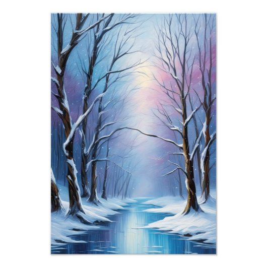 Winter's Elegance, Sneeuwbos Foto Afdruk (Voorkant)