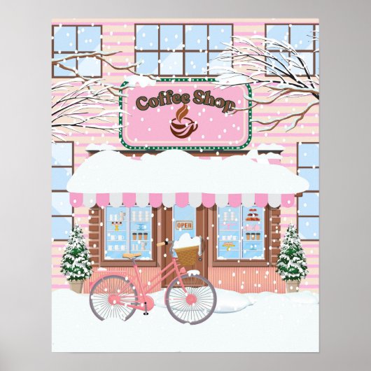 Winter's Embrace, een gezellige coffeeshop in de s Poster (Voorkant)