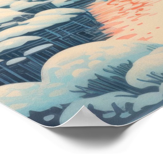 Winter's Embrace: een sereen landschap Poster (Hoek)