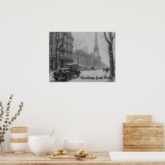 Winter's Embrace in Parijs Poster (Keuken)