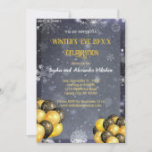 Winter's Eve Gold & Black Celebration Uitnodiging (Voorkant)