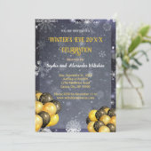Winter's Eve Gold & Black Celebration Uitnodiging (Staand voorkant)