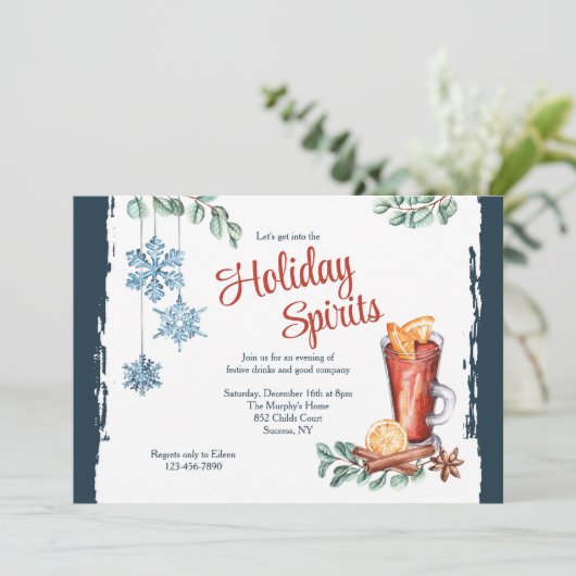 Winters feestelijke cocktailparty uitnodigingen (Staand voorkant)