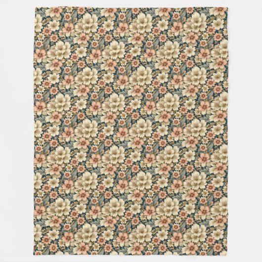 Winters Floral Azalea's en Roos Fleece Deken (Voorkant)