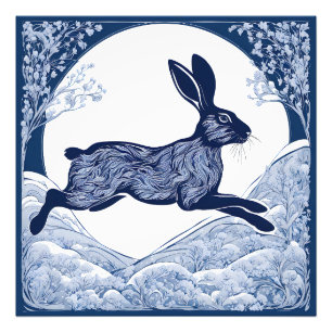 Winter's Fluisteringen van Magische Haas Foto Afdruk