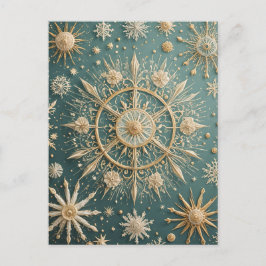 Winter's Golden Embrace: A Snowflake Serenade Briefkaart
