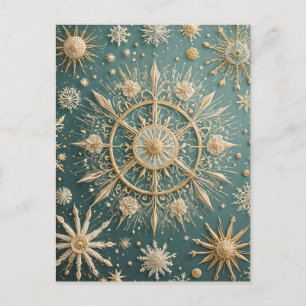 Winter's Golden Embrace: A Snowflake Serenade Briefkaart