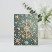 Winter's Golden Embrace: A Snowflake Serenade Briefkaart (Staand voorkant)