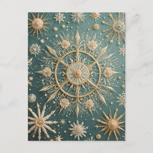 Winter's Golden Embrace: A Snowflake Serenade Briefkaart (Voorkant)