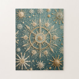 Winter's Golden Embrace: A Snowflake Serenade Legpuzzel