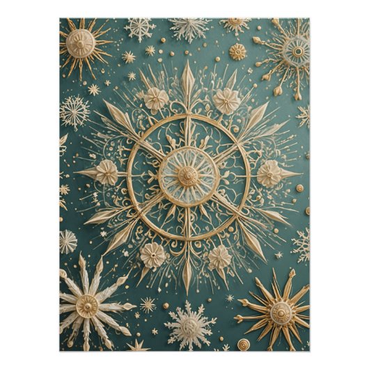 Winter's Golden Embrace: A Snowflake Serenade Perfect Poster (Voorkant)