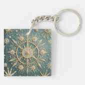 Winter's Golden Embrace: A Snowflake Serenade Sleutelhanger (Achterkant)