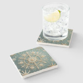 Winter's Golden Embrace: A Snowflake Serenade Stenen Onderzetter (Zijkant)