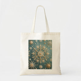 Winter's Golden Embrace: A Snowflake Serenade Tote Bag