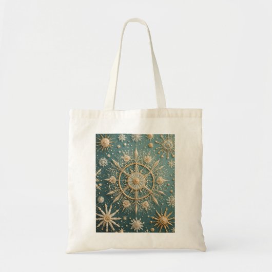 Winter's Golden Embrace: A Snowflake Serenade Tote Bag (Voorkant)