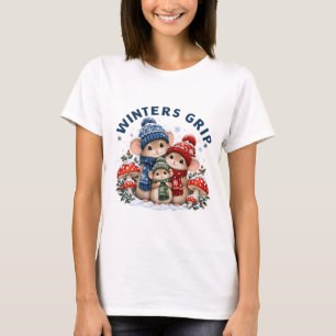 Winters Grip Cute Winter Muizen Shirt, Cozy Woodla T-shirt