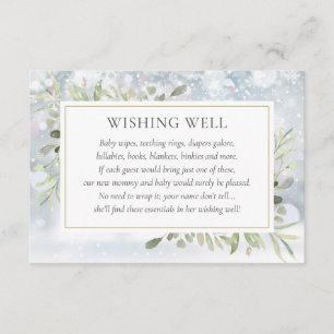 Winters groen baby shower wensput informatiekaartje