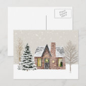 Winters huisje sneeuwval briefkaart (Voorkant / Achterkant)