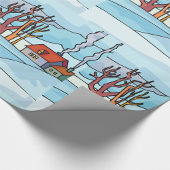 Winters huizenlandschap cadeaupapier