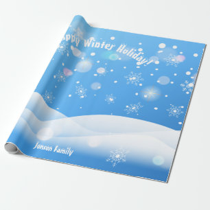 Winters Kerstvakantie Sneeuwvlokken Wensen XMAX Pe Cadeaupapier