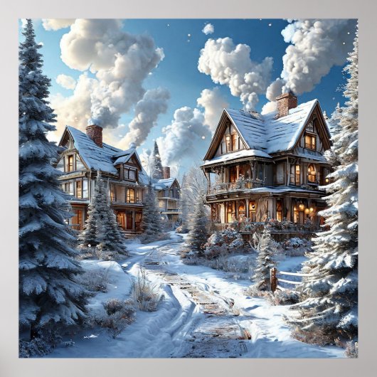 Winters landschapsmuurkunst Sneeuwscène decor 🌲 Poster (Voorkant)