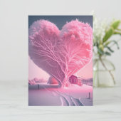 Winter's Love Song: Frosted Heart Tree Wedding Kaart (Staand voorkant)