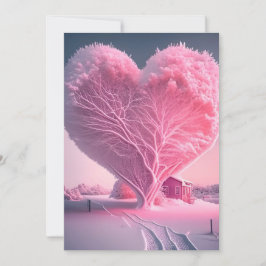 Winter's Love Song: Frosted Heart Tree Wedding Kaart