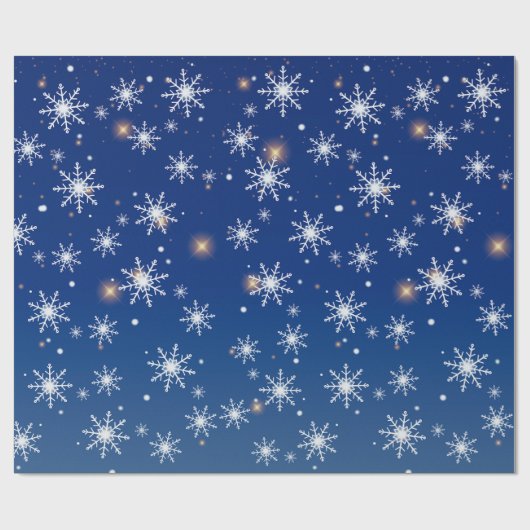 Winter's Magic Snowflake Starry Wrapping Paper Cadeaupapier (Vlak)