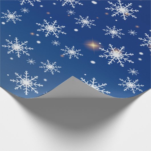 Winter's Magic Snowflake Starry Wrapping Paper Cadeaupapier (Hoek)