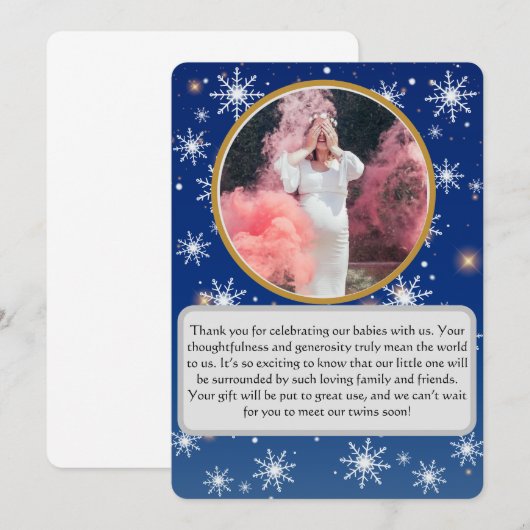 Winter's magie Twin Baby shower Dank je Bedankkaart (Voorkant / Achterkant)
