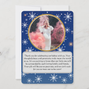 Winter's magie Twin Baby shower Dank je Bedankkaart