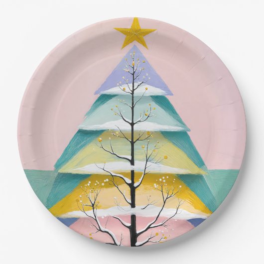 Winter's Pastel Gloed Papieren Bordje (Voorkant)