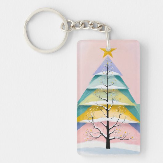 Winters Pastelkleurige Gloed Sleutelhanger (Voorkant)