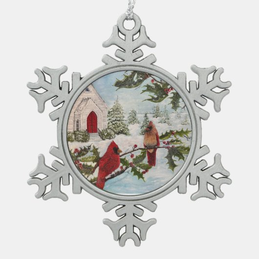 “Winter's Peace” Sneeuwvlok Omlijst Ornament (Voorkant)