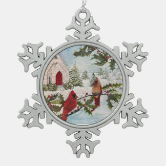 "Winter's Peace"-snowflake met een fragment uit de Tin Sneeuwvlok Ornament