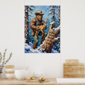 Winter's Quiet Companion: Bigfoot en de fawn Poster (Keuken)