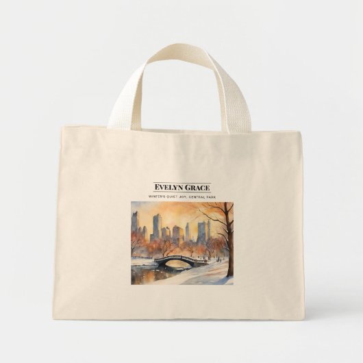 Winter's Quiet Joy, Central Park Boodschappentas Mini Tote Bag (Voorkant)