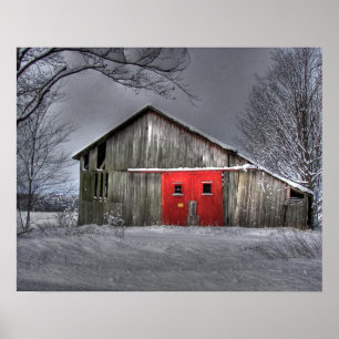 Winters schuur poster