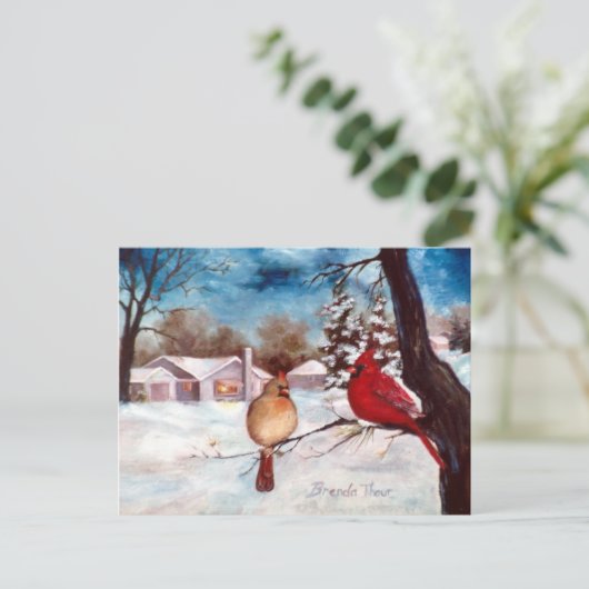Winters Serenity Cardinaal Briefkaart (Staand voorkant)