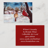 Winters Serenity Kardinaal Art Card Visitekaartje (Voorkant / Achterkant)