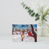 Winters Serenity Kardinaal Art Card Visitekaartje (Staand voorkant)