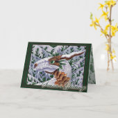 Winter's Silent Steps Yule / Christmas Card Kaart (Gele Bloem)