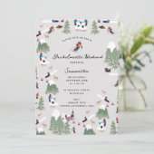 Winters Skiën Ski Bachelorette Weekend Kaart (Staand voorkant)