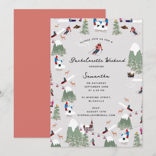 Winters Skiën Ski Jonggezellen Weekend Kaart (Voorkant / Achterkant)