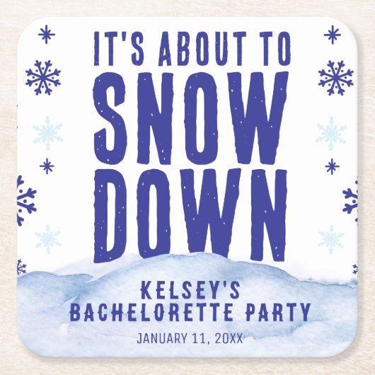 Winters skiën sneeuw sneeuwvlok vrijgezellenfeestj kartonnen onderzetters (Voorkant)