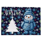 Winters sneeuwman  groot cadeauzakje (Achterkant)