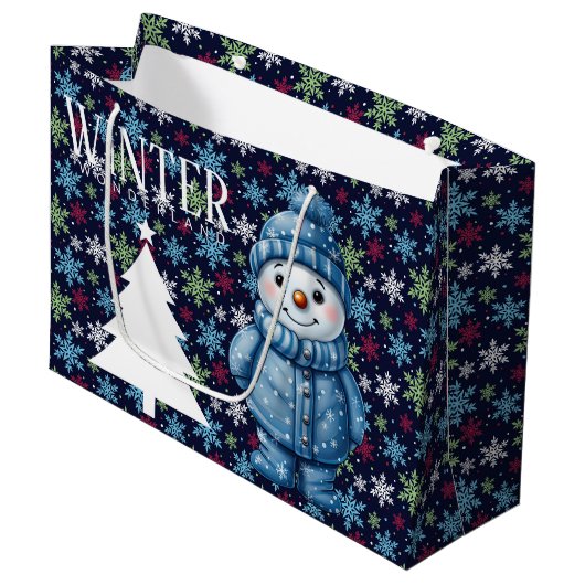 Winters sneeuwman  groot cadeauzakje (Voorkant Gekanteld)