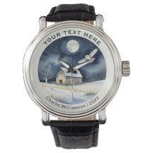 Winters sneeuwsfeer met kerkuil gepersonaliseerd