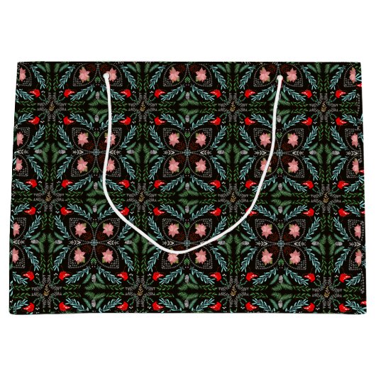 Winters Sneeuwvlokken, Poinsettia's, Kardinalen Groot Cadeauzakje (Voorkant)