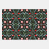 Winters Sneeuwvlokken, Poinsettia's, Kardinalen Inpakpapier Vel (Voorkant 3)